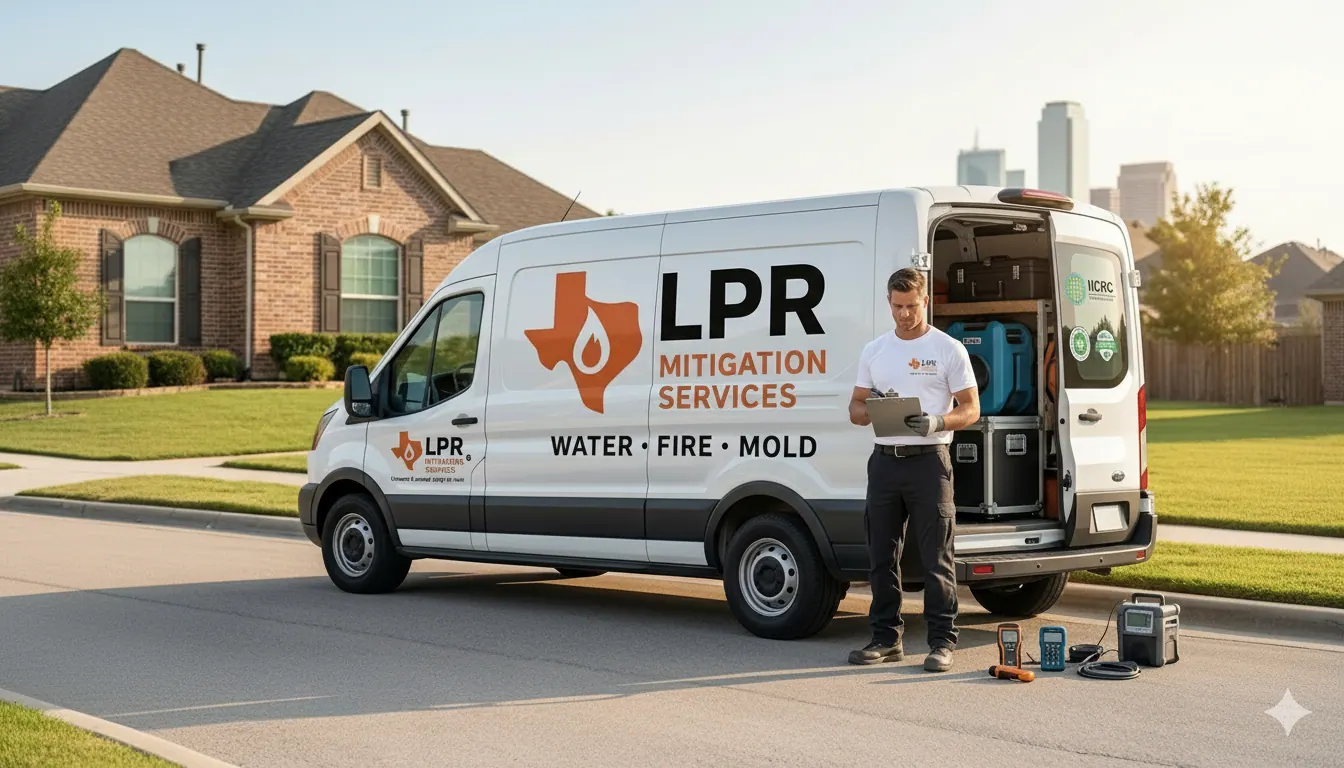 Houston water fire and mold damage restoration team at work